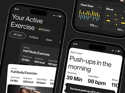 Watt - Fitness App android app app design app interface application apps mobile exercise figma fitness ios iphone mobile mobile app mobile app design mobile application design mobile ui mobile ui designer statistic uiux user interface