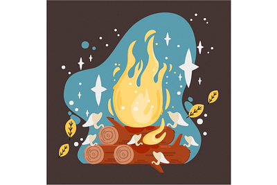 Fire Background Illustration background camp cartoon fire flame forest illustration light vector wood