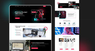 Video Editor Landing Page branding creative design graphic design homepage landing page showcase ui ux uxui video editor