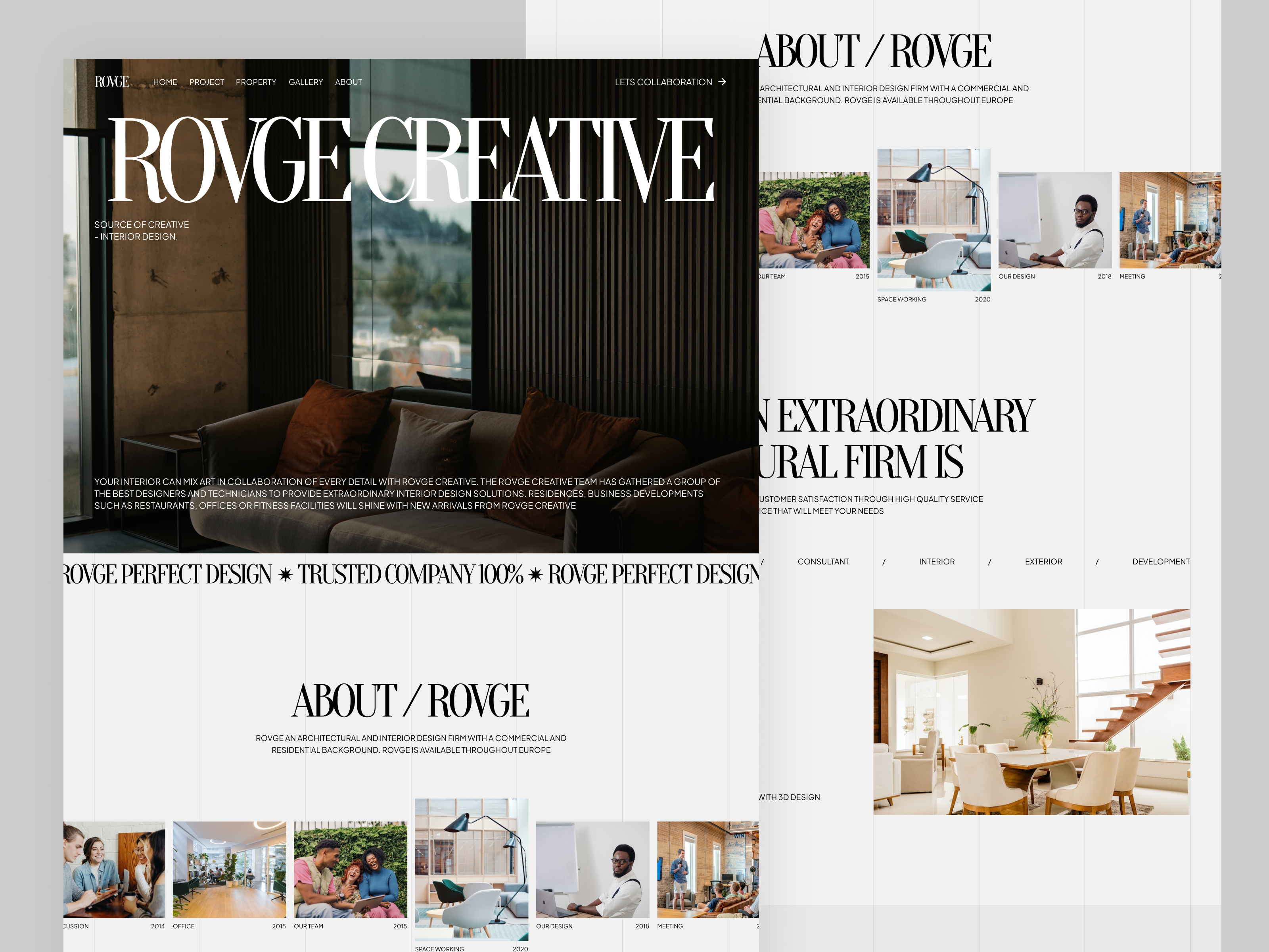 ROVGE - Interior Design Website agency architecture branding creative decoration ecommerce furniture home house interior interior design landing page living room room uidesign web design