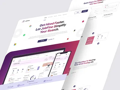 JobFine - Job Finder Landing Page clean features job landing page minimalist modern office ui ux vacancy web design work