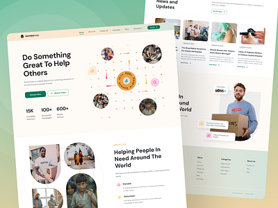 Sombohelp - Donation Landing Page about us agency branding campaign categories charity fund clean community crowdfunding donate donation fundrising helping landingpage modern non profit sosial uiux volunteer web design