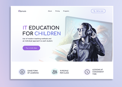 Landing Page - IT Education 2023 branding it education landing page main page product page teenager ui ux uxui design web 2023