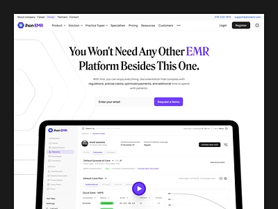 Jhon EMR - EMR Services Platform appointment clean clinic dashboard dental doctor doctor appointment emr health health care hospital landing page medical medicine patient phr platform web web design website