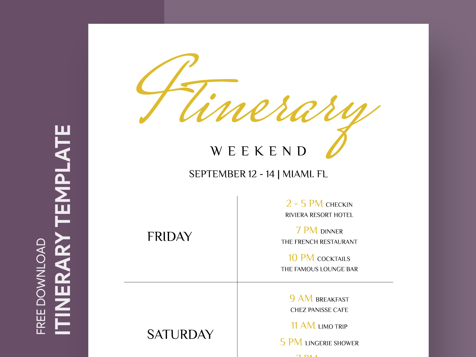 Itinerary Free Google Docs Template By Free Google Docs Templates ...