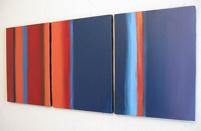 linear abstract art in purple with orange red and blue accents 3 panel abstract linear abstract art original abstract art uk painting panel paintings purple painting purple triptych art rainbow colours triptych wall art