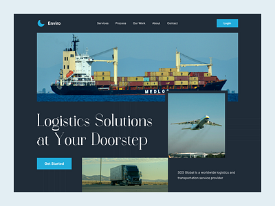 Logistics Company Website Design courrier delivery homepage landing page logistics package ship shipment shipping transport truck ui ui design web web design website website design