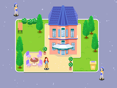 Small Yard avatar character garden house illustration map ui