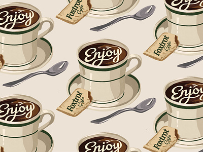 Foxtrot: Holiday Merch Illustration advertisement coffee coffee mug design diner graphic design illustration painting retro type typography vector
