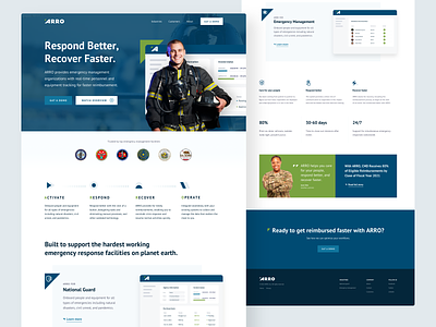 ARRO Homepage app arro crisis modern national guard natural disaster recovery ui ui illustration user interface ux web design web design agency website