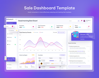 Sale/Marketing Dashboard UI Template analytic dashboard designidea designtrend figma graphic design illustrator landingpage landingpagedesign ui uidesign uikit uitemplate ux uxdesign webdesign website websiteanalytic websitedesign websitesale