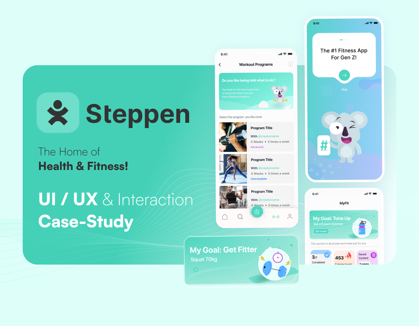 Steppen | Workout & Fitness App body calories case study exercise fatloss feed fitness goal setup gym habit tracking healthcare idealrahi mobile app motion ui sports trainer ui ui design ui ux workout