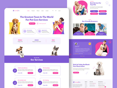 Petcare Landing Page cat boarding dog boarding dog daycare figma home page landing page pet care pet clinic pet grooming pet hospital pet shop pet store ui ux vet veterinary