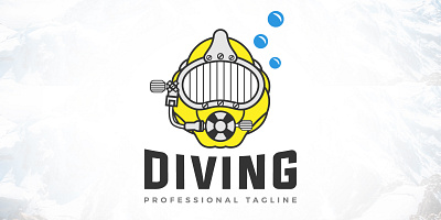 Underwater Diving Helmet Logo Design diving