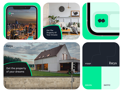 Katya - Real Estate Platform app icon billboard brand brand book brand design brand strategy branding color pallet design graphic design icon iphone logo logo design mockup