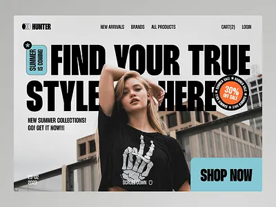 HUNTER - Fashion Website Animation animation bold clothes design e commerce ecommerce fashion home homepage landing landingpage motion graphics page product shop store ui uix web website