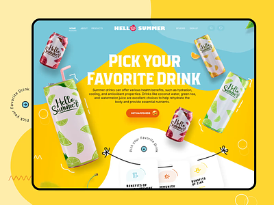 Summer drink- Website Design animation beverage design branding creativedesign drinkinspiration interactivedesign landingpagedesign motion graphics motiondesign onlinemarketing productdesign uianimation uxanimation webgraphics