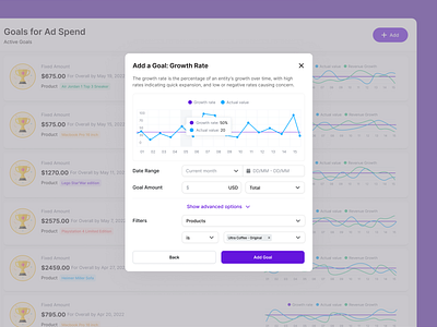 Zeel: Growth Rate Settings ad campaign ads advertisement advertising ai ai tools analytics app dashboard data visualization feedback growth rate leads management marketing open ai rating review saas saas dashboard settings page
