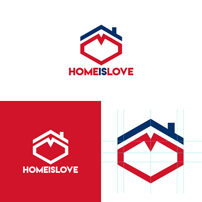Home is Love design heart home house love roof