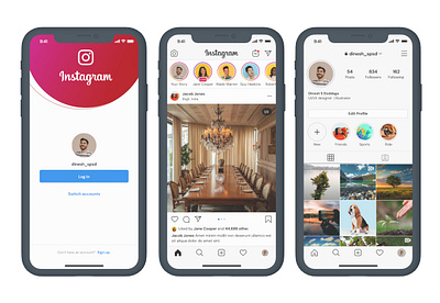 Instagram app design figma uiux