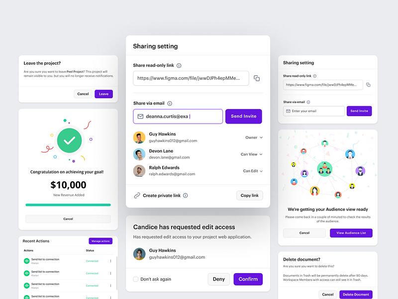 Zeel: Link Sharing Dashboard admin sharing ai ai tools analytics data visualization link link sharing dashboard open ai permissions project management project popover project share publish saas saas dashboard share sharing system dasboard user list workspace