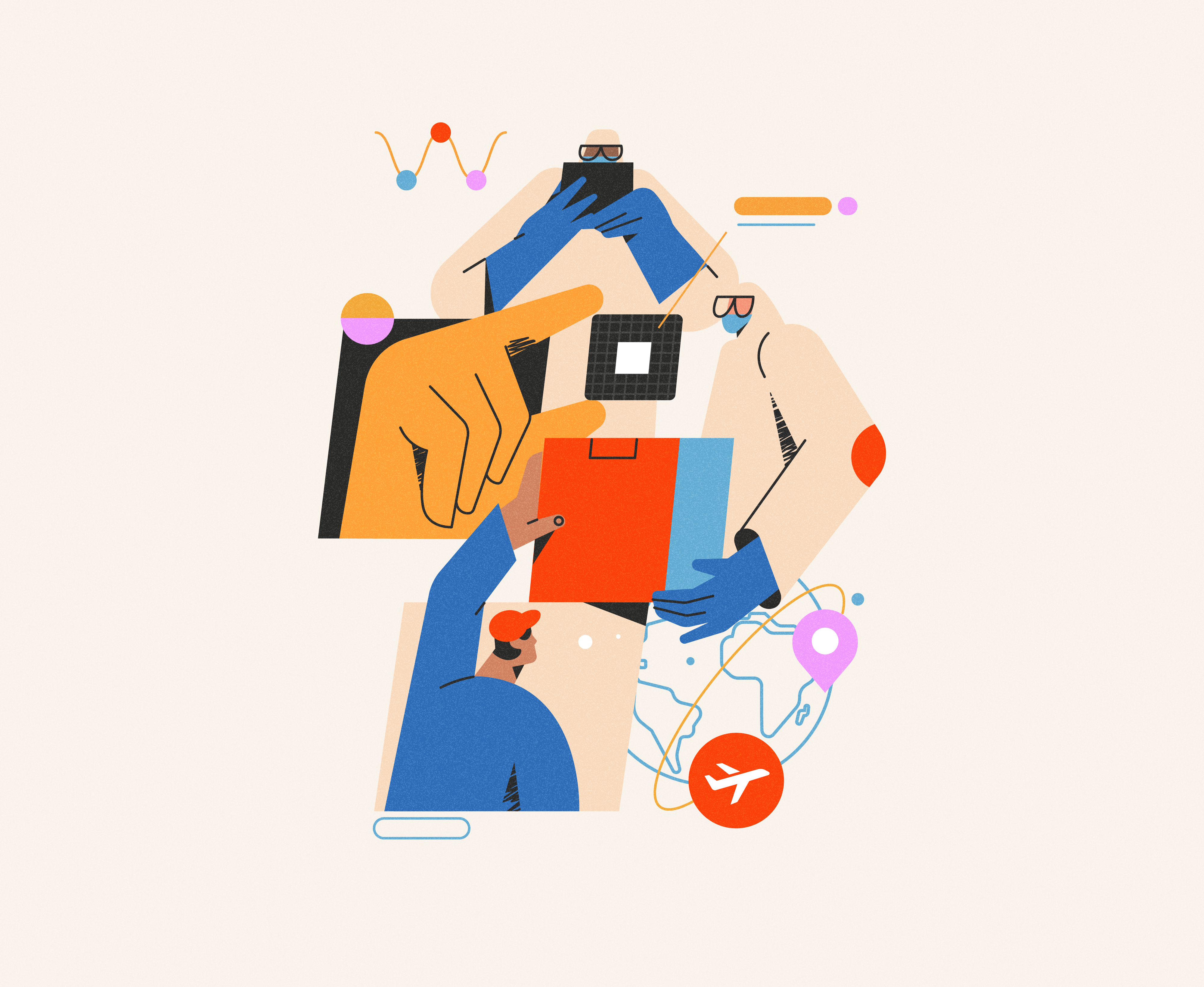 Extend, Grow & Create business flat future grain illustration industry people planet saveplanet science semiconductors sustainable texture ui