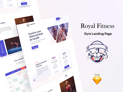 Royal - Gym Fitness Landing Page animation app athletics body builder design diet excercise fitness free gym health interaction landing page mind modern muscle new ui ux