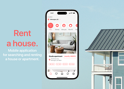 Search and rent a house | Mobile app ios | UX/UI Design app app design application design figma house illustration ios mobile mobile design photoshop rent rent app ui ux