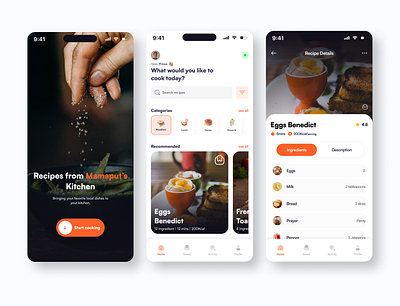 Food recipe app design food app graphic design ordering app recipe app ui ui design