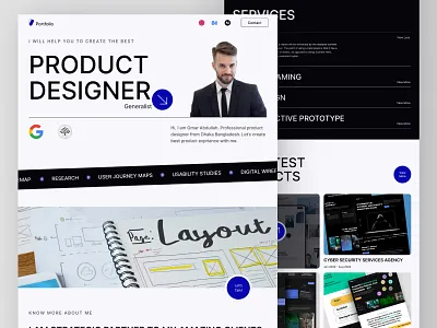 Personal portfolio landing page agency branding company creative creative agency dark theme design digital agency home page identity landing page logo portfolio portpholio service studio ui web web design website