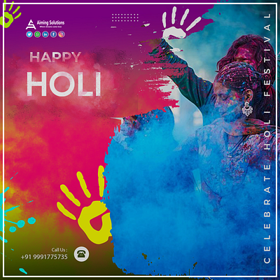 Happy Holi aimingsolutions app digital digitalmarketing graphic design happyholi holi logo seo