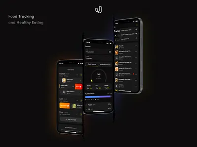 Food Tracking Application app clean dark ui fitness fitness app food health healthy app ios mobile mobile app mobile design product design track tracking ui ux uxui application