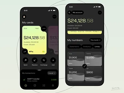 Banking app concept banking card design mobile app statistics ui ux