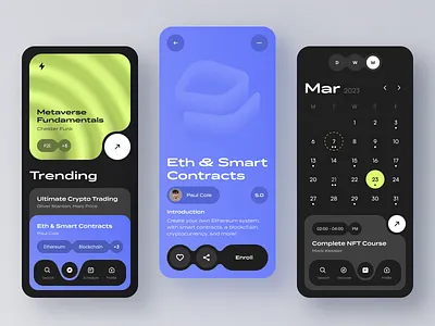 Learning Platform - Mobile Application 3d abstract app concept crypto dark design education graphic design illustration mobile mobile app mobile app design mobile design mobile ui nft ui ui design ux ux design