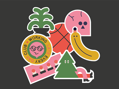 Stickers art banana basketball cool design graphics illustration music plants skull sports stickers trendy