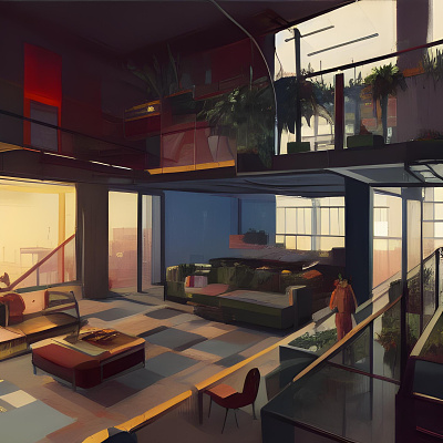 AI generation of loft-style apartments in the center of New York ai illustration