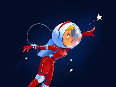 Astronaut illustration. Independence girl american astronaut book illustration branding child illustration cosmos design digital art girl graphic design illustration illustrator independence postcard