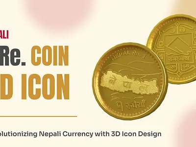 Nepali 1 Re. coin minimal 3D icon 3d branding design graphic design typography ui vector visua