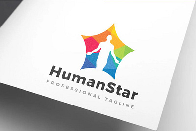 Creative Healthy Star Human Logo Design sport yoga