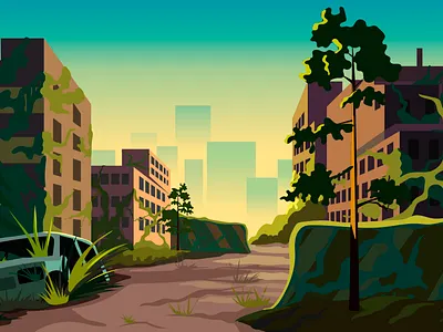 Humanity dissapears 2d 2dvill background building destruction dissapears end of the world humanity illustration landscape nature vector