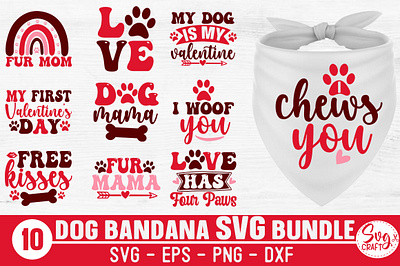 Dog Bandana Valentine's Day SVG Bundle dog mom svg bundle