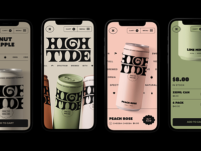 High Tide branding can cannabis cannabis-infused colorful design drink ecommerce kombucha mobile mockup type typography ui vector web design webdesign website