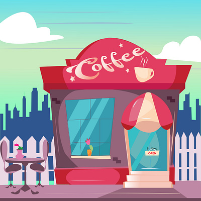 Cafe Bar 2d design best view illustrations. branding illustrations