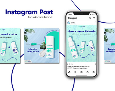 Social media posters for Skincare Brand branding design graphic design graphics illustration skincare instagram typography vector