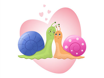 Snails in Love design digital art funny snails graphic design illustration love snail snails in love vector vector illustration