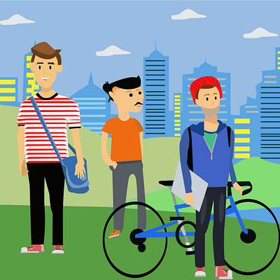Students in city design illustrations students university vector