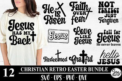 Christian Retro Easter Jesus SVG Bundle christian bundle