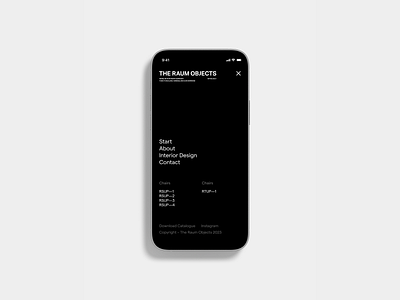 The Raum Objects Website ios menu minimal navigation ui ux