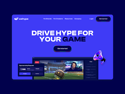 Wehype – Homepage 3d animation blue branding clean design gaming home homepage illustrations landing page together type ui ux web web design