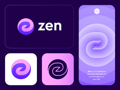 Zen logo concept ( for sale ) app audio branding calm health logo meditation mental monogram social yin yang zen